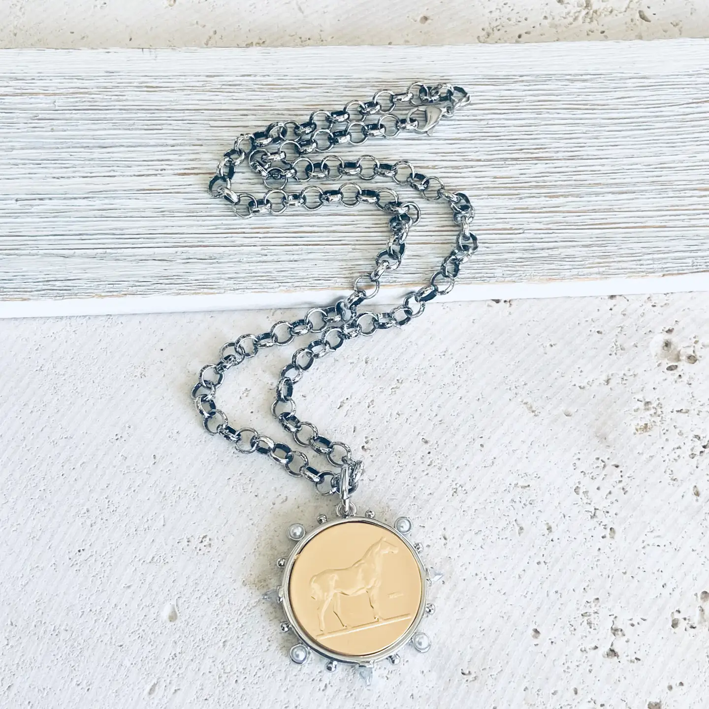 Horse Coin Necklace Equestrian Derby Jewelry