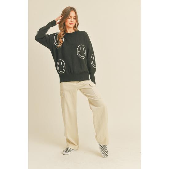 SMILE PATTERNED SWEATER TOP - MMT1581