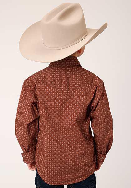 BOYS L/S SHIRT   PERFORMANCE Y/D ALLOVER PRINT -SNAP  1367 ARROW GEO