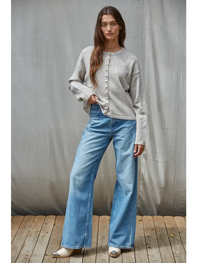 Knit Sweater Button Down Long Sleeve Cardigan Top