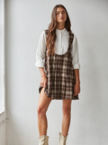 Plaid Scoop Neck Sleeveless Pleated Flare Mini