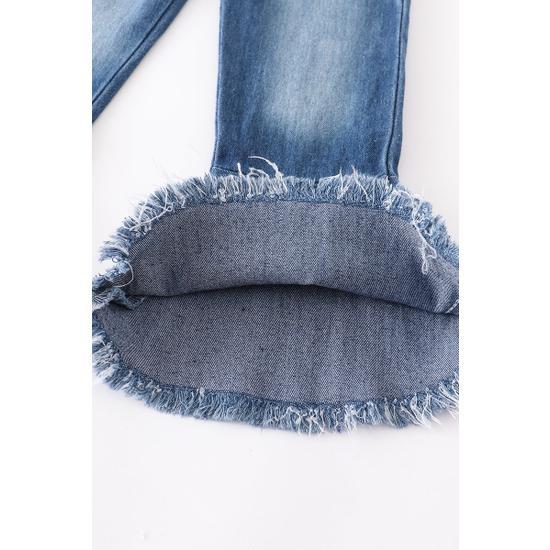 DARK BLUE STONE WASH BELL BOTTOM JEANS