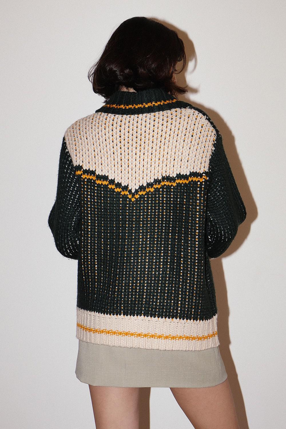 WESTERN HORSE RIDING GIRL SWEATER ZIP-UP - DARK GREEN