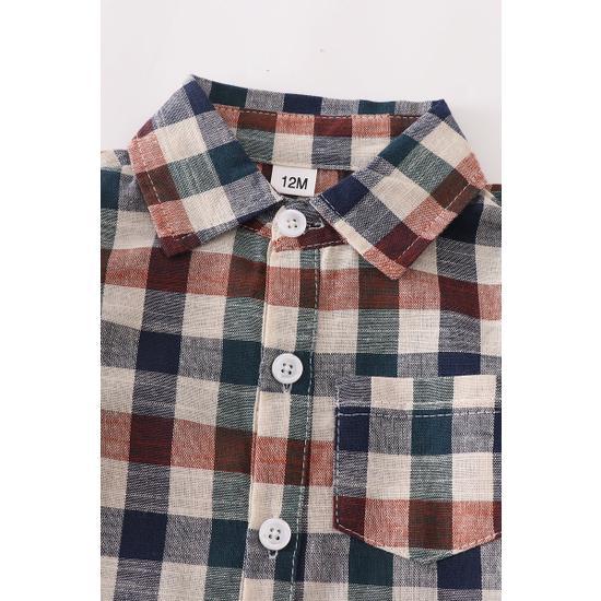 FOREST PLAID POCKET BOY SHIRT