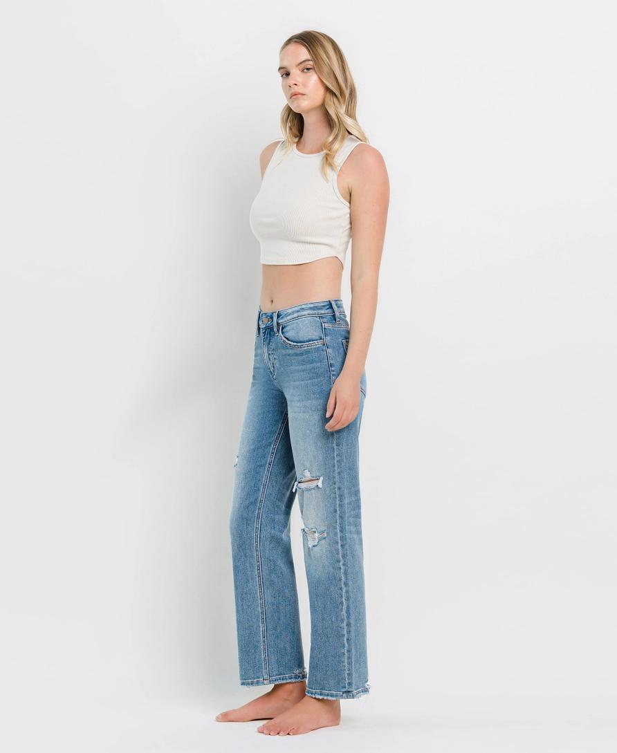 High Rise Distressed Slim Wide Jeans | Joysome