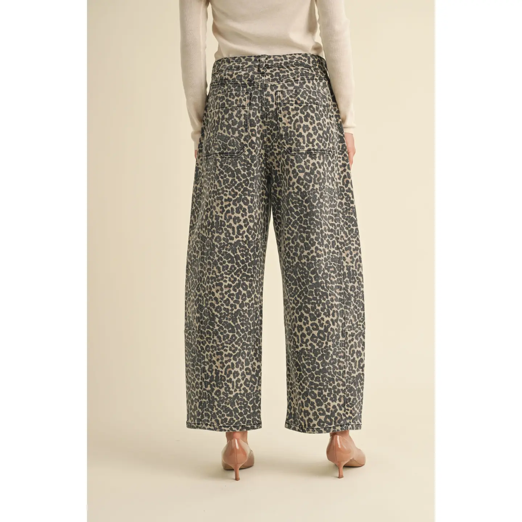 Leopard Print Barrel Pants