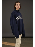 MOTHER | 'mother' Embroidered Mock Neck Sweatshirt - NAVY