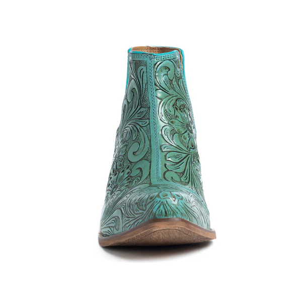 High Mesa Hand-Tooled Booties In Turquoise S10601