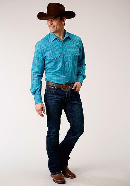 MENS L/S SHIRT SNAP WOVEN PLAID 01-001-0101-6074
