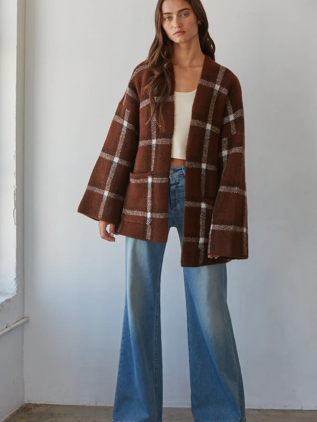 Knit Sweater Open Front Long Sleeve Cardigan Top