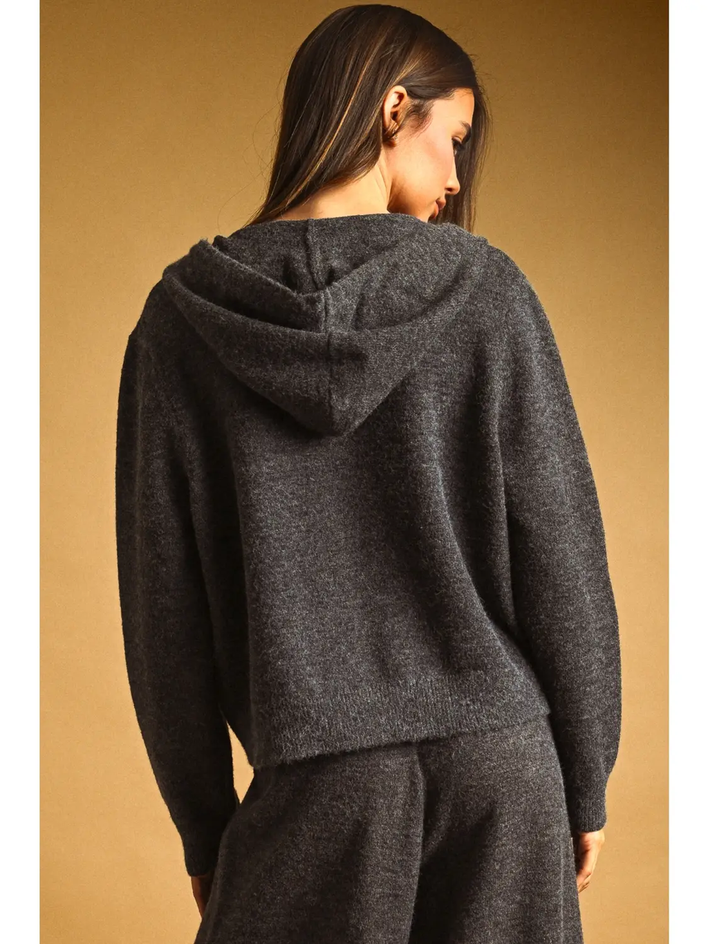 Button Front Sweater Jacket with Hood