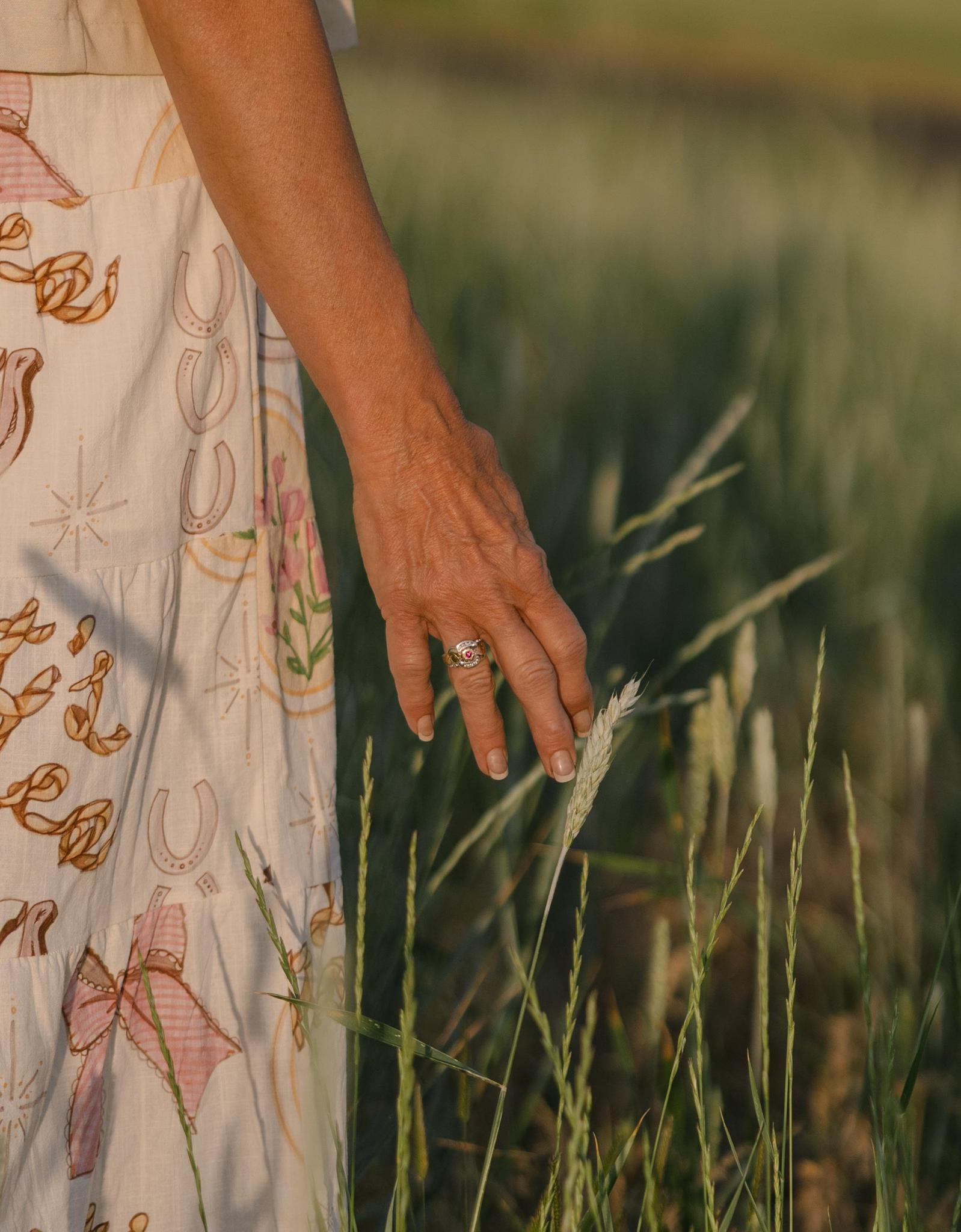 Western Print Dress - Cream
