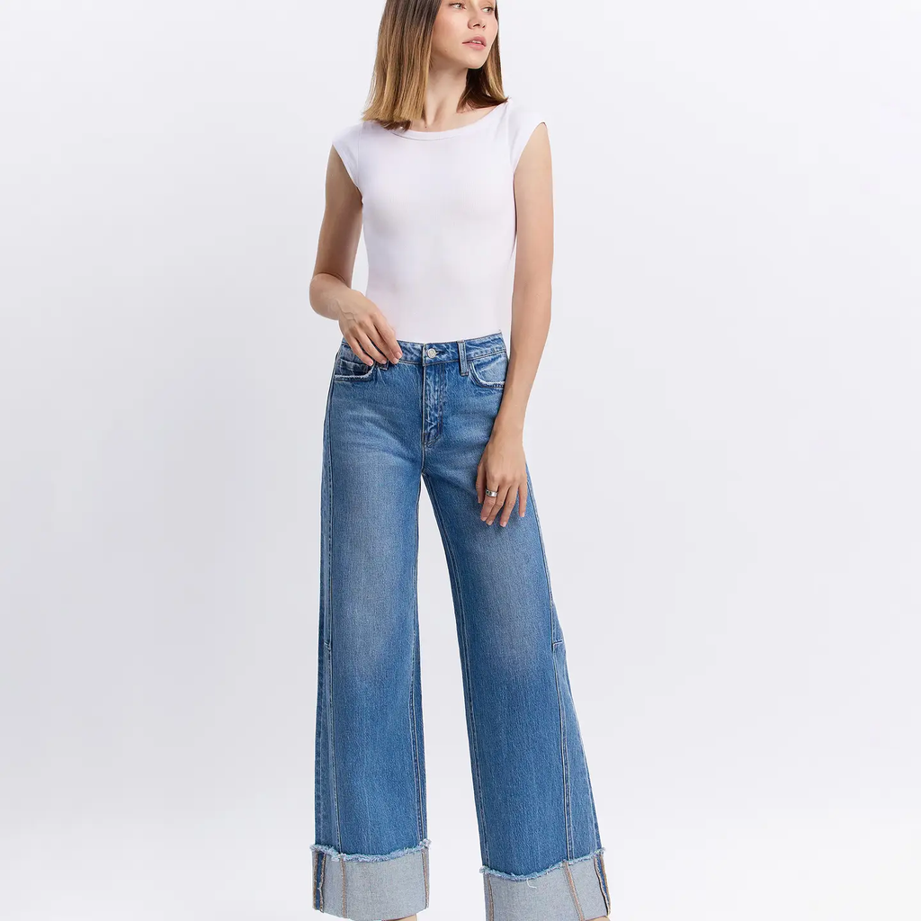 High Rise Cuffed Wide Jeans | Adore You