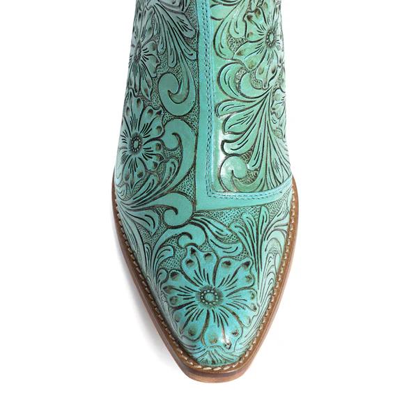 High Mesa Hand-Tooled Booties In Turquoise S10601