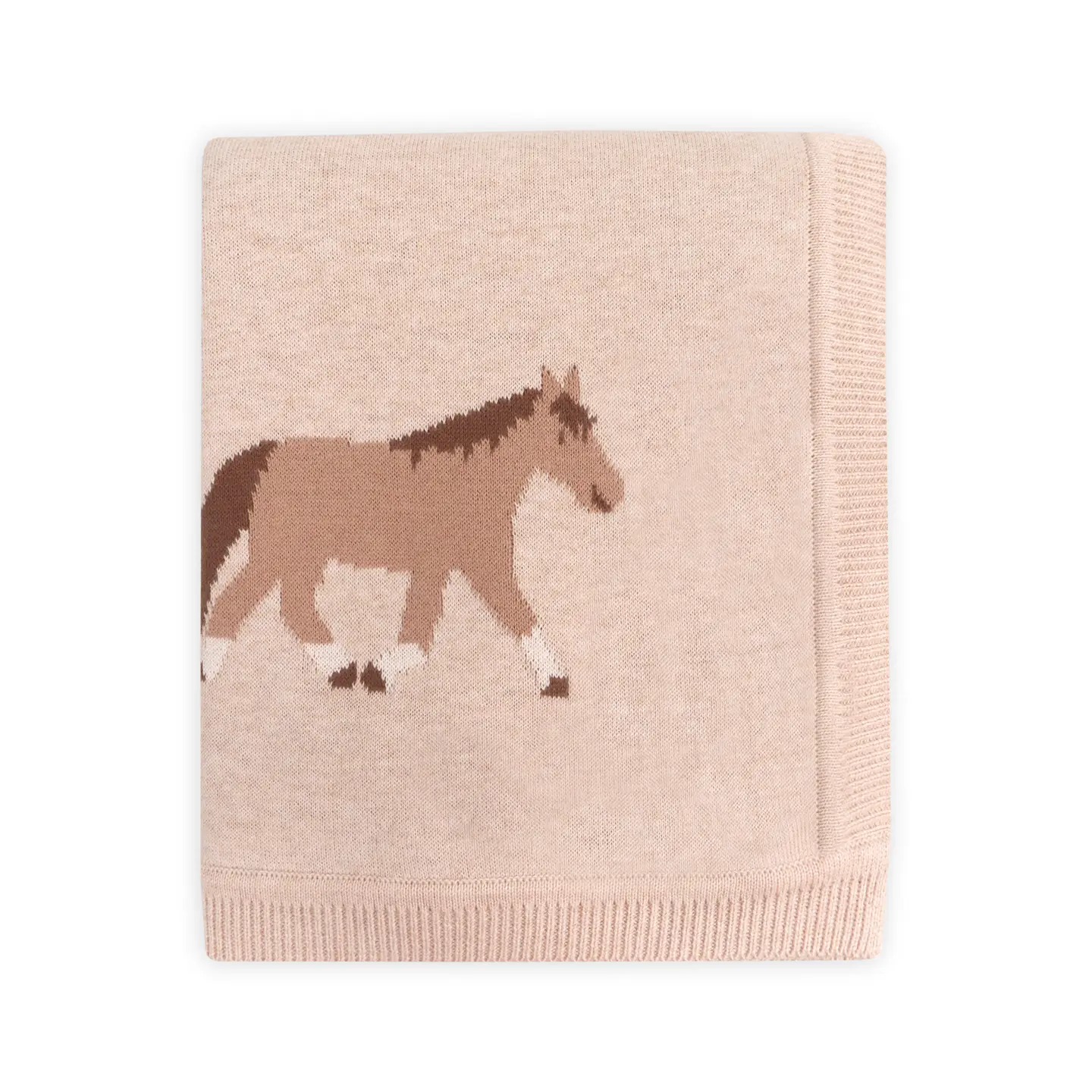 Pony Snuggles - Organic Cotton Jacquard Knit Baby Blanket