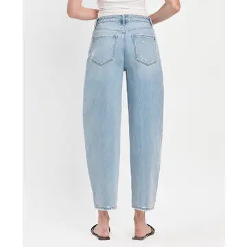 Super High Rise Panel Detail Barrel Jeans - DEXTEROUSLY