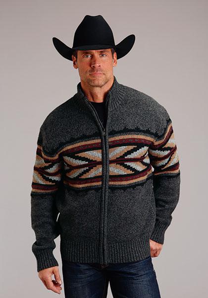 STETSON MEN'S 811 ARROW BORDER WOOL BLEND CARDIGAN