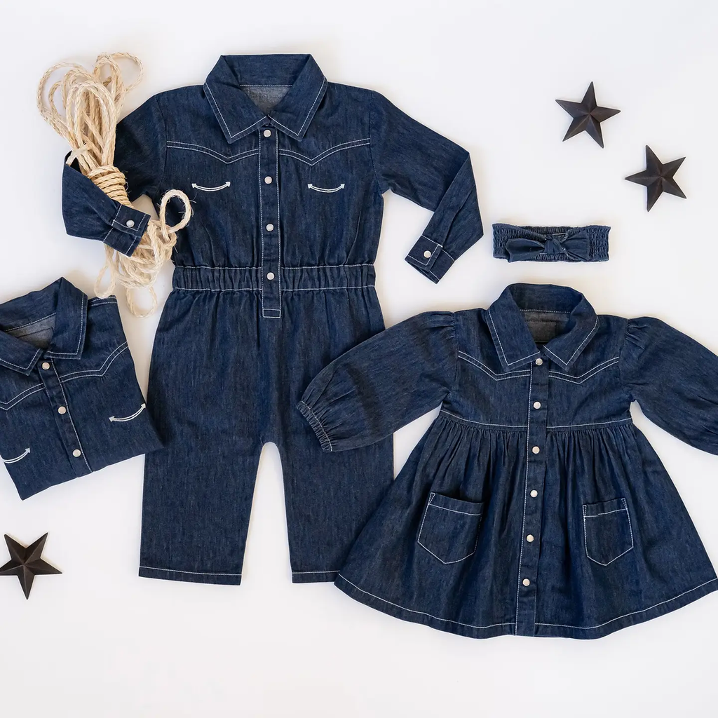 True Blue | Western Denim Long-Sleeve Dress