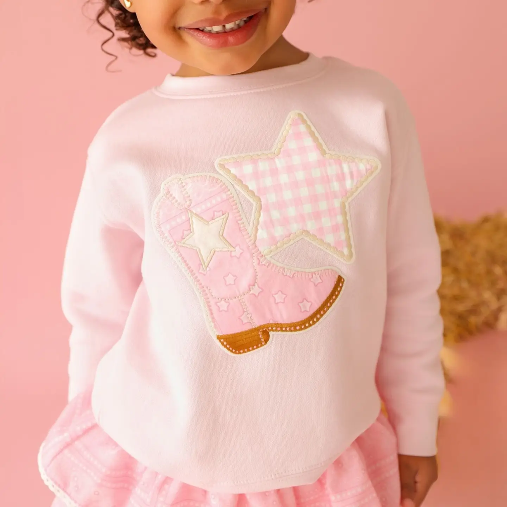 Bandana Cowgirl Patch Western Sweatshirt - Kids Clothing