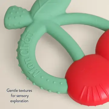 Bitzy Shake™ - Silicone Teether with Rattle - CHERRIES