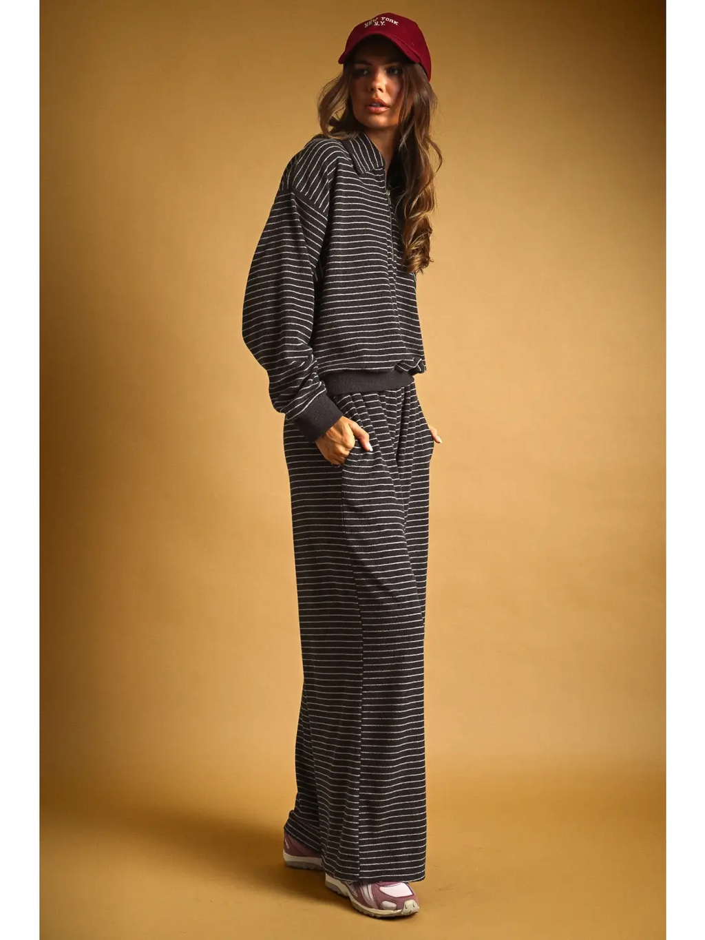 Striped Pattern Towel Fabric Pants