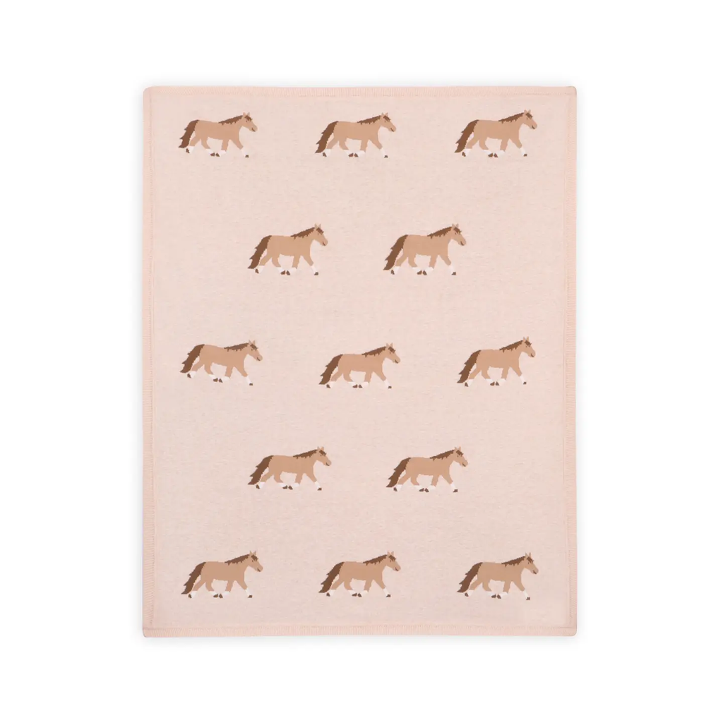 Pony Snuggles - Organic Cotton Jacquard Knit Baby Blanket