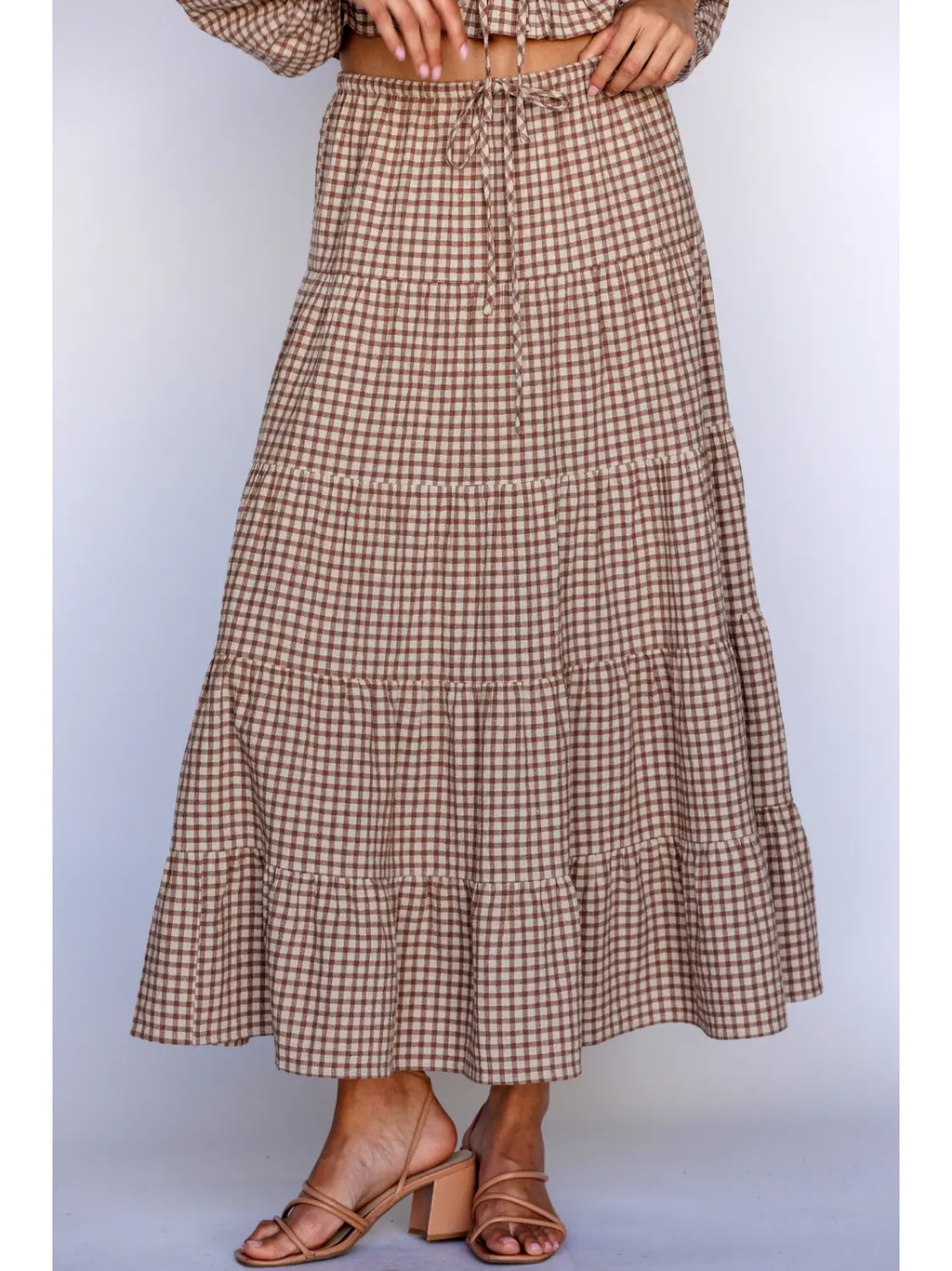GINGHAM Maxi Tiered Skirt