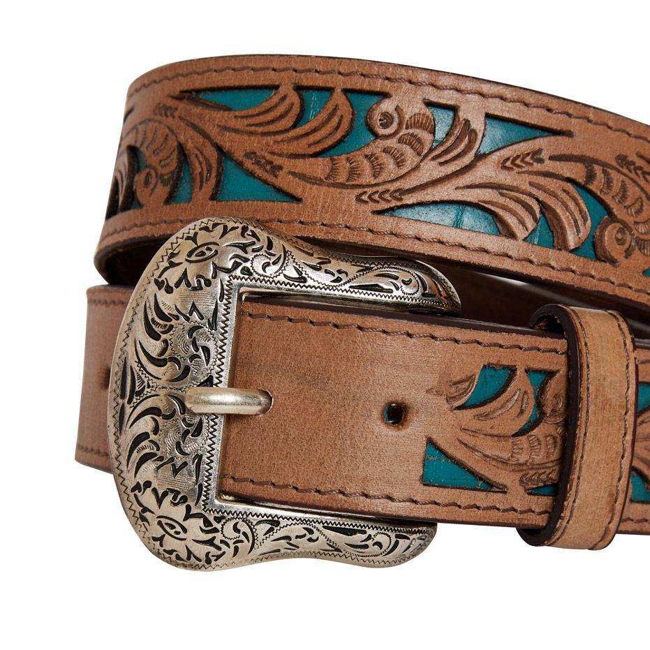 ASTUTE HAND-TOOLED LEATHER BELT S-4056