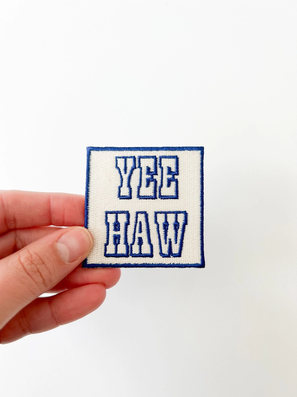 Navy Blue Yee Haw Embroidered Patch