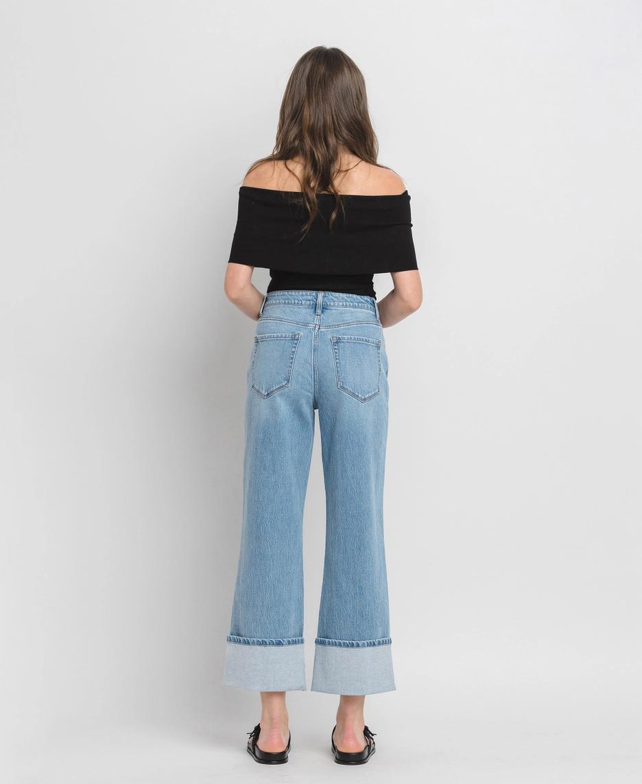 Super High Rise Cuff Baggy Straight Jeans | Enrapture