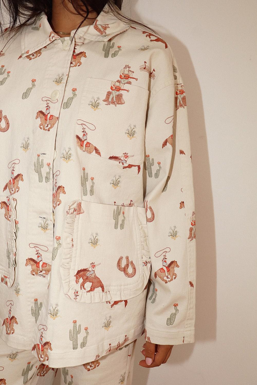 COWGIRL PRINT BUTTON DOWN JACKET