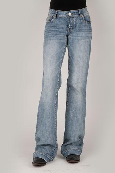 WOMENS JEAN 214 FIT TROUSER STYLE RAW EDGE SEAM ON TOP OF BACK POCKET 11-054-0214-0809 BU