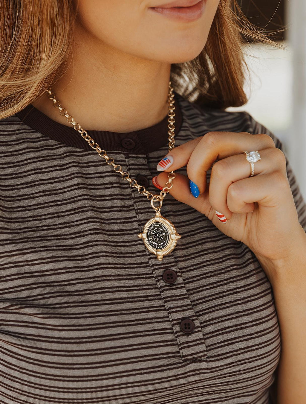 Bee Necklace Coin Jewelry French Matte Gold Boutique