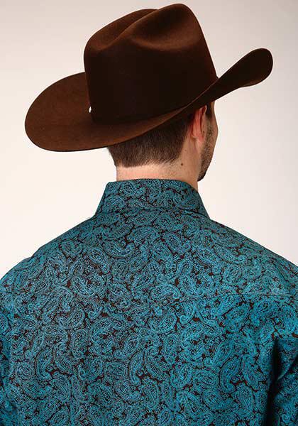 MENS L/S SHIRT   AMARILLO SNAP ALLOVER PRINT  1377 BLUE AGAVE PAISLEY
