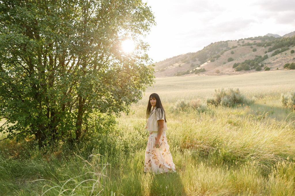 Western Print Dress - Cream