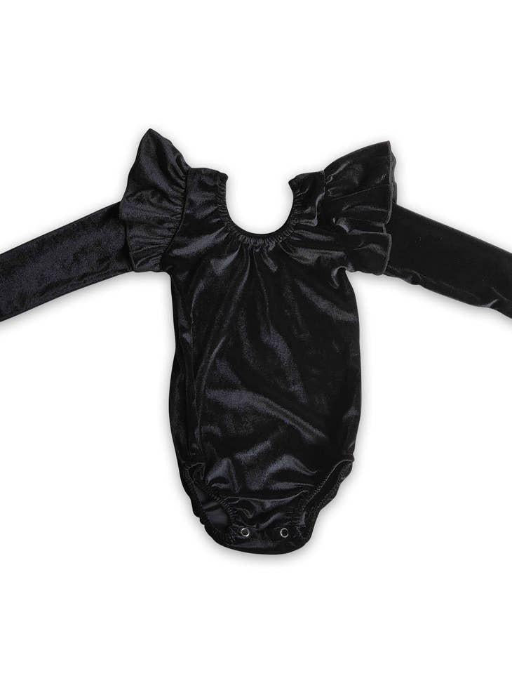 LONG SLEEVE VELVET BLACK LEOTARD/ROMPER