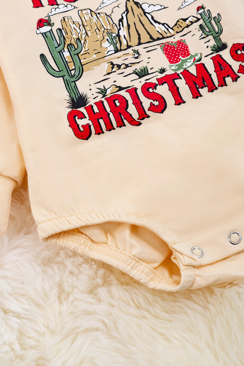 HOWDY CHRISTMAS" IVORY GRAPHIC BABY ONESIE