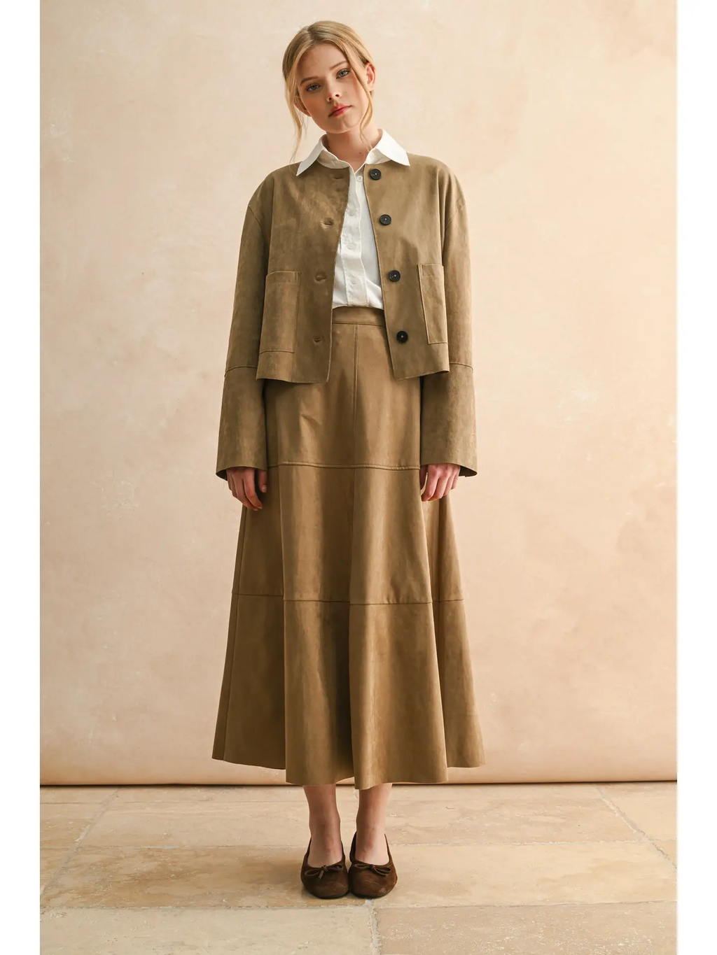 Suede A-Line Skirt