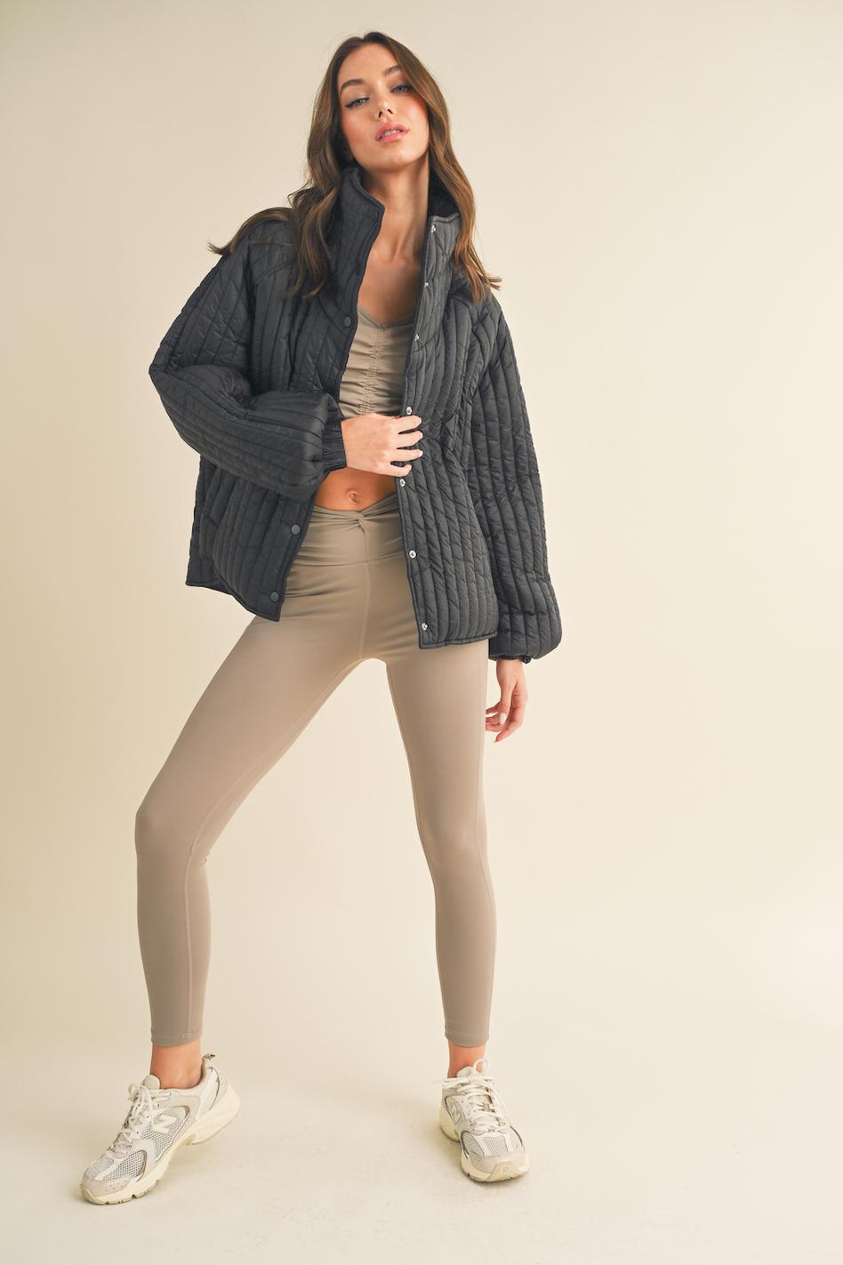 Black Classic Silhouette Quilted Jacket