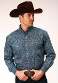 MENS L/S SHIRT   TALL MAN AMARILLO ALLOVR PRNT 2PKTS BTN  1222 BLUE CANYON PAISLEY 3-01-225-6005