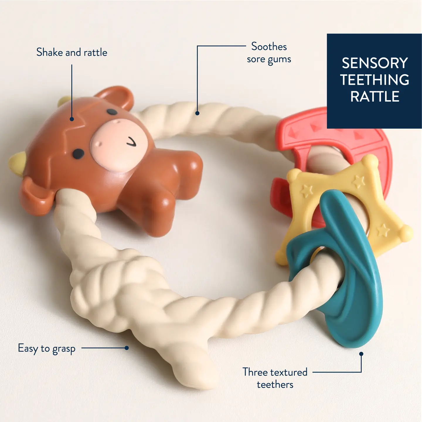 Ritzy Rattle™ Silicone Teether Rattles - HIGHLAND COW