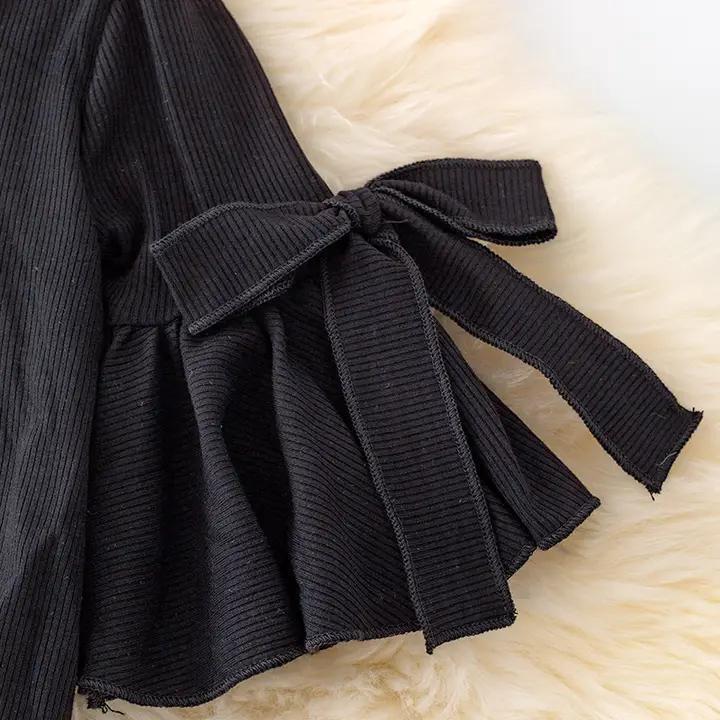Black Bell Sleeve Onesie with Snaps