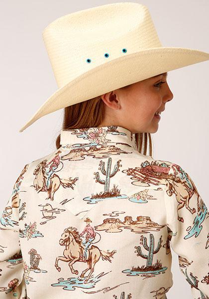 GIRLS L/S SHIRT   RELATED SEPERATE 1492 RETRO RODEO PRINT RAYON 03-080-0590-2039