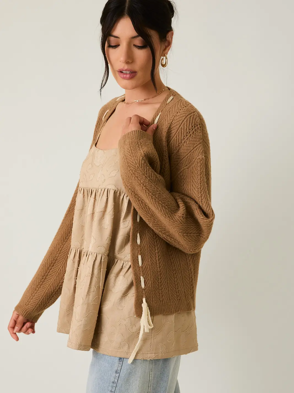 Tie Detail Sweater Cover Up