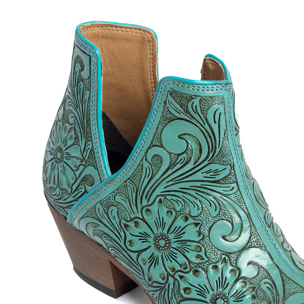 High Mesa Hand-Tooled Booties In Turquoise S10601