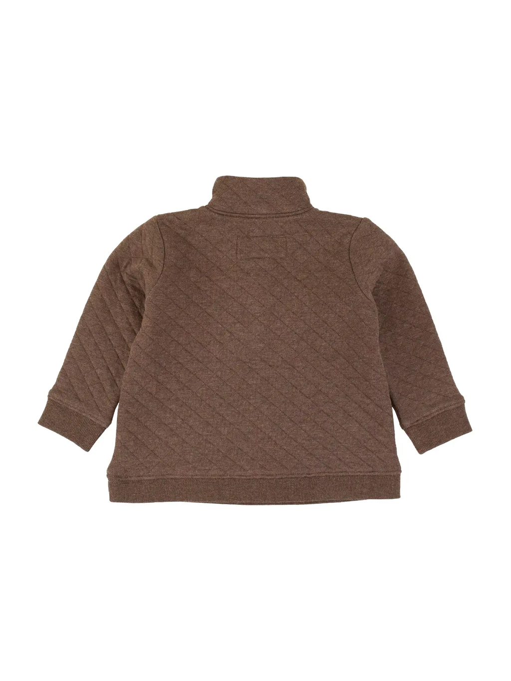 Boys Heather Carafe Quilted Quarter Snap Sweatshirt - Brown