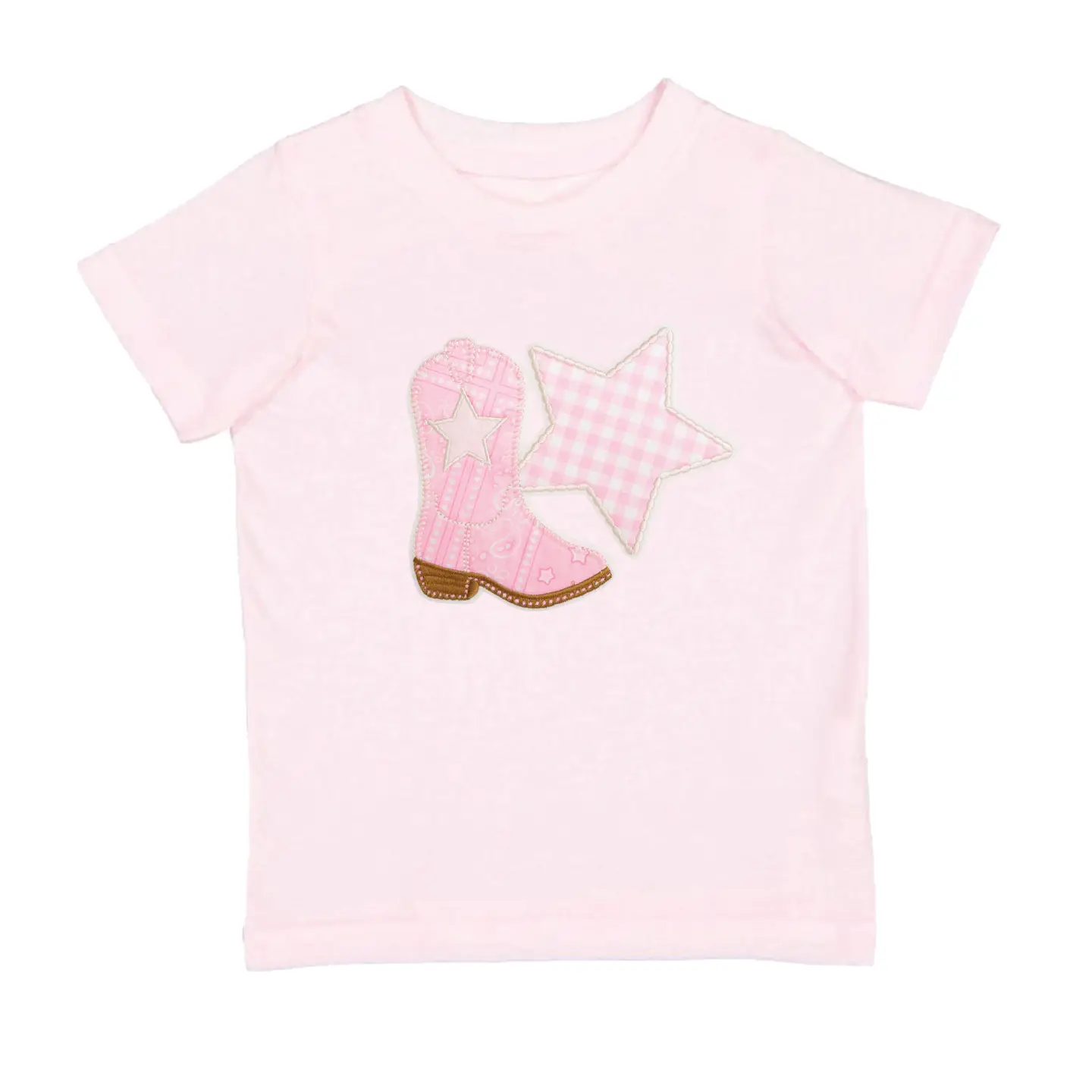 Bandana Cowgirl Patch Western Short Sleeve T-Shirt - Kids
