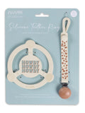 Silicone Teether Ring with Detachable Clip Howdy Partner - Blue