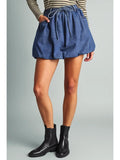 Indigo Denim Ballon Mini Skirt