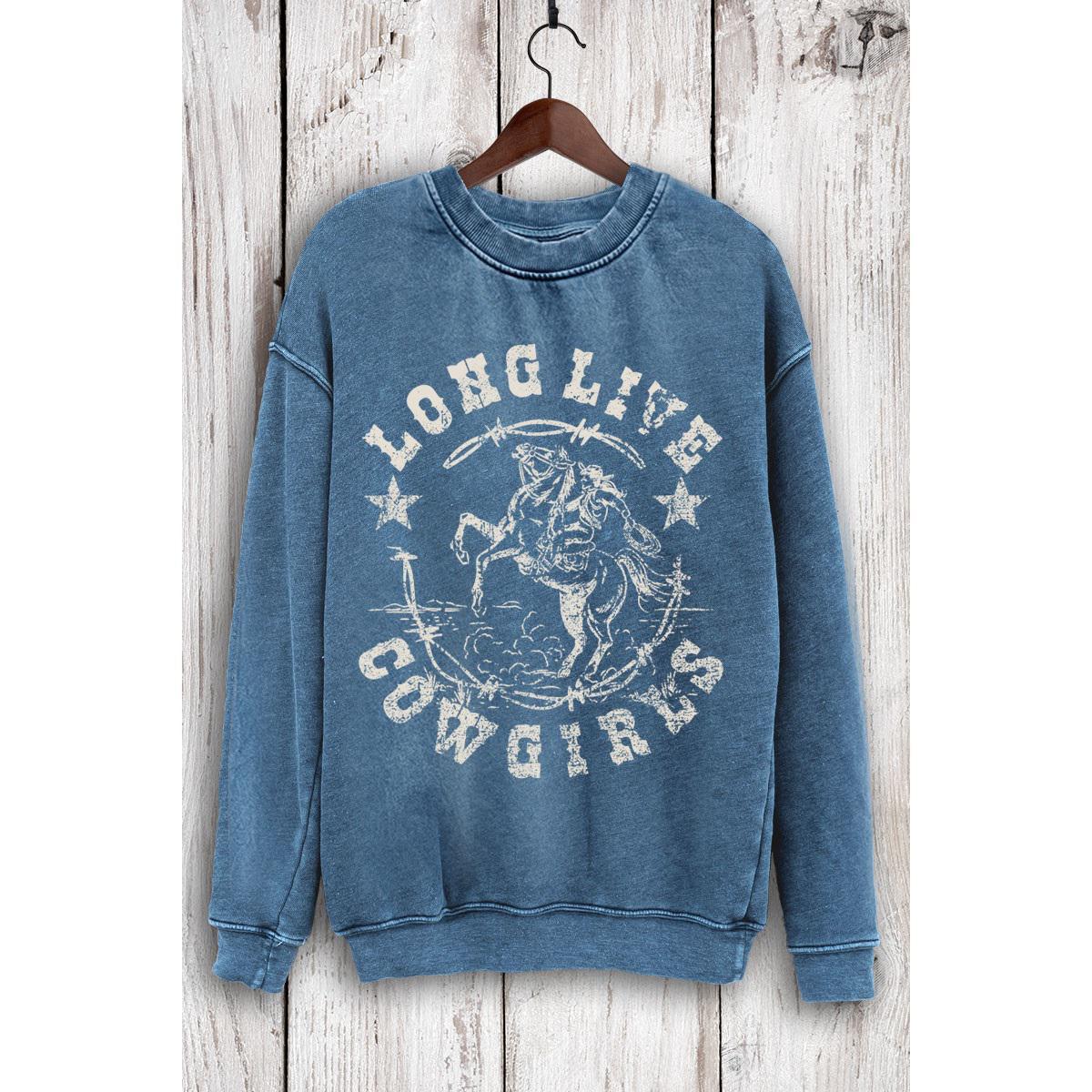 Long Live Cowgirls Mineral Sweatshirts - Mineral Denim Blue